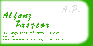 alfonz pasztor business card